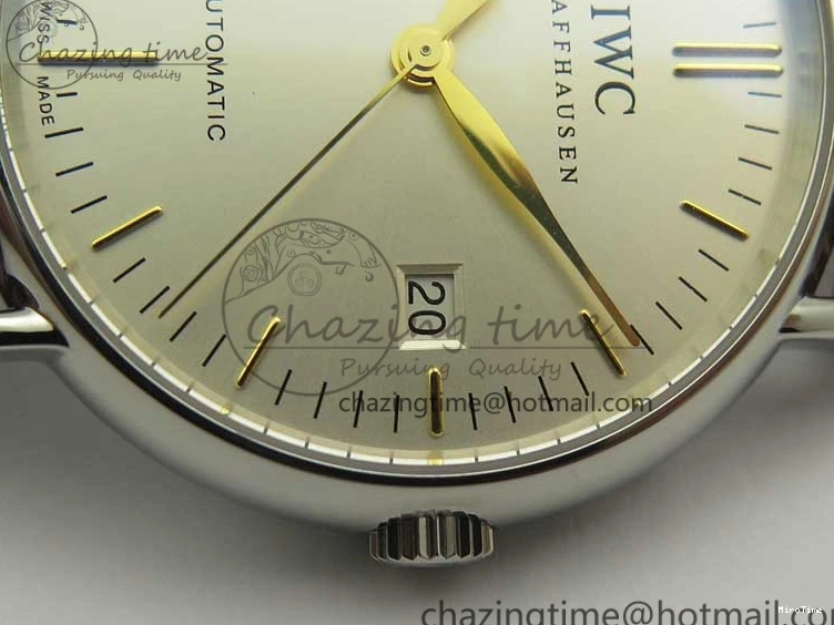 MIROTIME 0122 Portofino Automatic SS TWF 1:1 Best Edition Silver Dial Gold Markers on Brown Leather Strap A Bright 7203